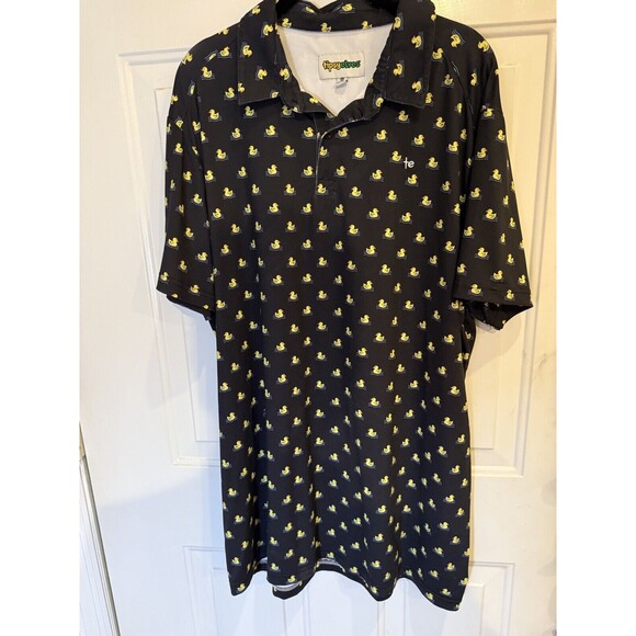 Men’s Tipsy Elves Polo Shirt Blue With Duck Design 2XLT Good Used Condition - Picture 1 of 13